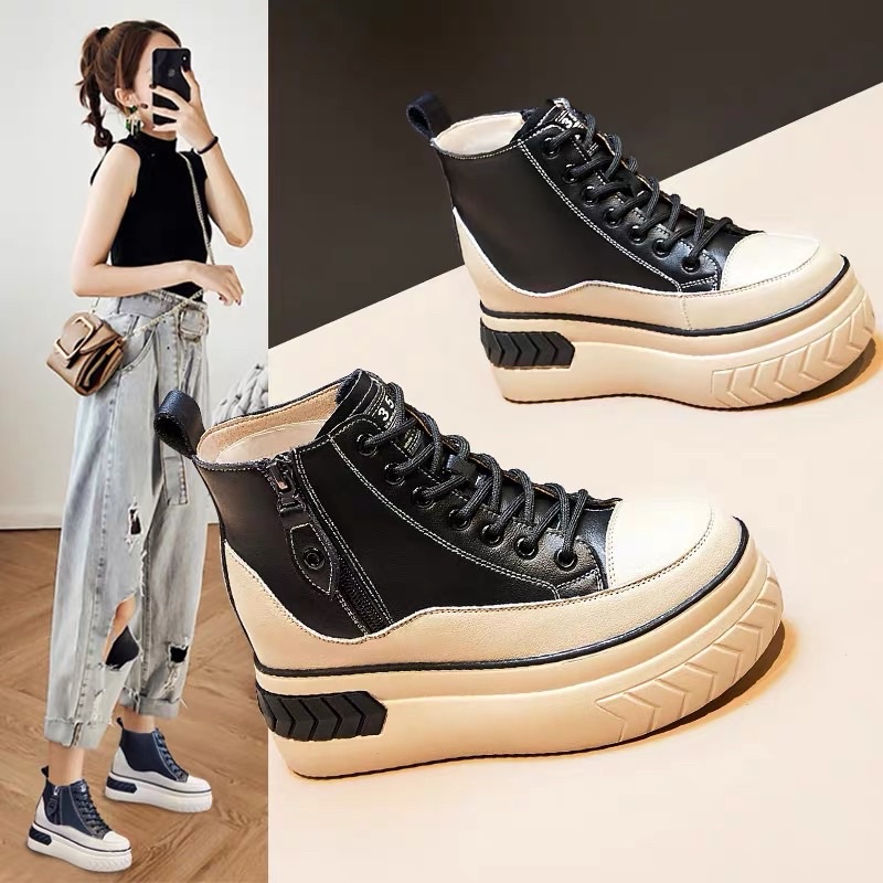 Giày thể thao nữ cổ cao kéo khoá 8cm