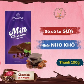 Socola nhân nho khô thanh 100g || Mark & Milk Chocolate