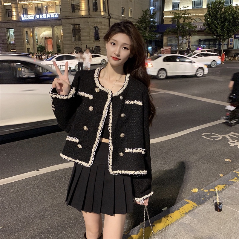 Áo Khoác Ren Dáng Rộng Màu Sắc Tương Phản Thời Trang Mùa Đông Cho Nữ