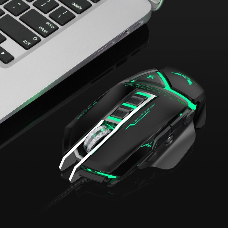 Chuột cơ gaming led RGB 3200DPI - X400GY Black mechanical Gaming mouse 11 Key