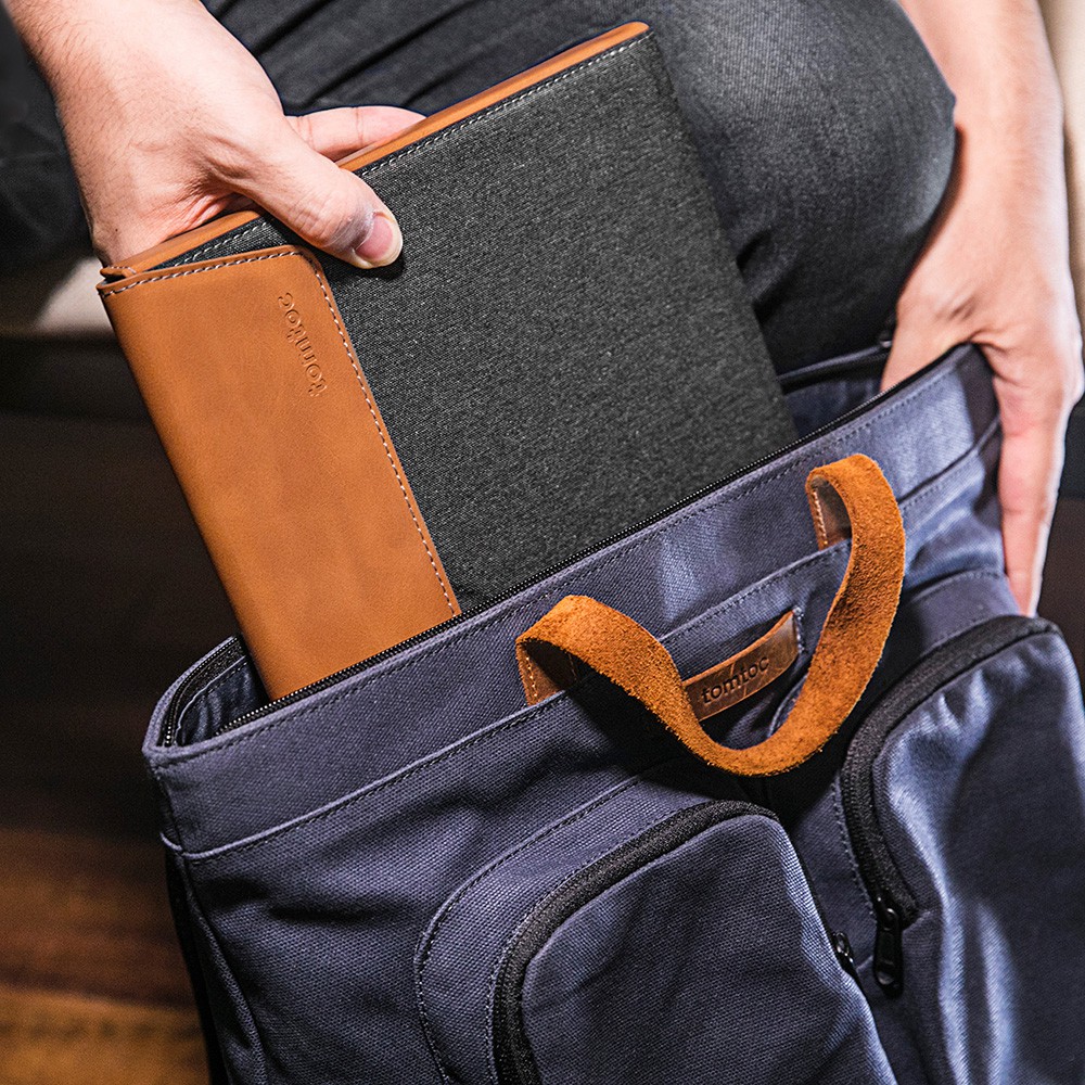 Túi chống sốc Tomtoc Premium Leather H15 for Macbook, Surface , Laptop  - Chính hãng Bảo hành 12 tháng