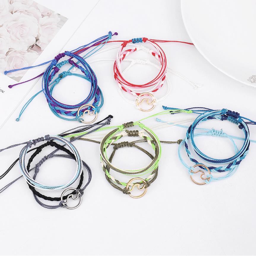 Set 3 Vòng Tay Bện Dây Nhiều Lớp Thời Trang Cho Nam Nữ