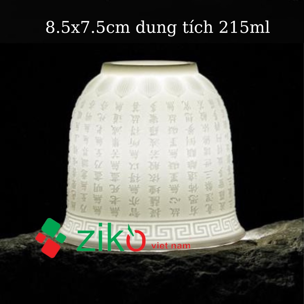 Chén trà Ly trà sứ trắng khắc bát nhã tâm kinh kèm hộp quà tặng siêu sang siêu đẹp Hoàng Mai Hà Nội