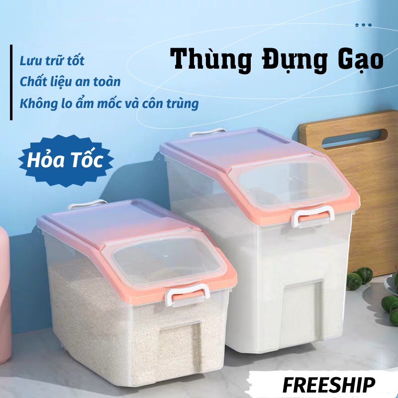 Thùng Đựng Gạo Thùng Nhựa Đựng Gạo Gạo Thông Minh Di Chuyển Dễ Dàng Có Bánh Xe LEON OFFICIAL