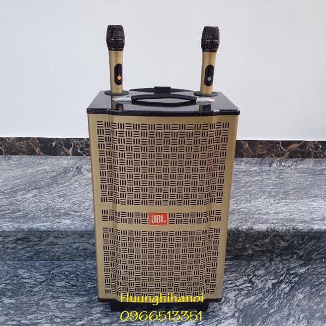 Loa karaoke giá rẻ GJ 1508 Bass 40, 3 đường tiếng, thùng gỗ,kèm 2 micro kẽm UHF không dây hát cực hay, bảo hành 12 tháng