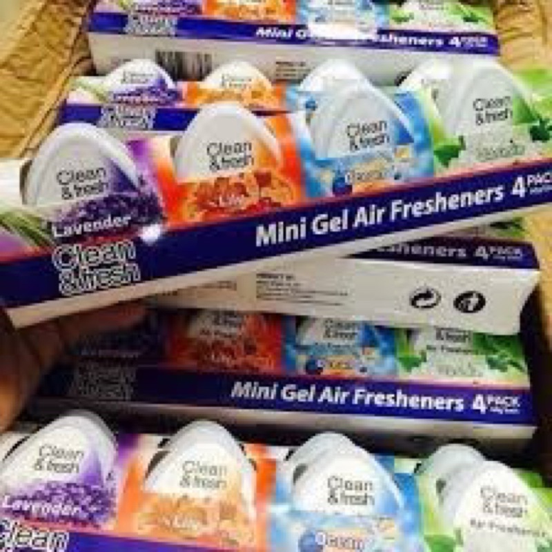 Sáp thơm phòng Hàn Quốc Fresh & Clean 60g 4 mùi hương - vỉ 4 hộp sáp mini để xe ôtô nhà tắm