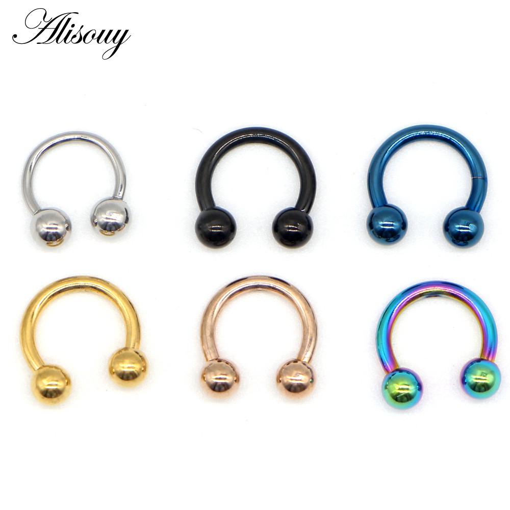 Alisouy 1 Khuyên Xỏ Mũi / Môi / Lông Mày / Cơ Thể Bằng Thép Không Gỉ Thời Trang