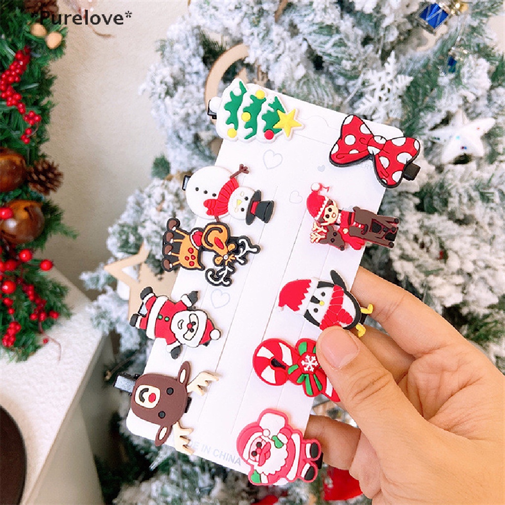 Set 10 Kẹp Tóc Hình Cây Thông Giáng Sinh Dễ Thương Xinh Xắn