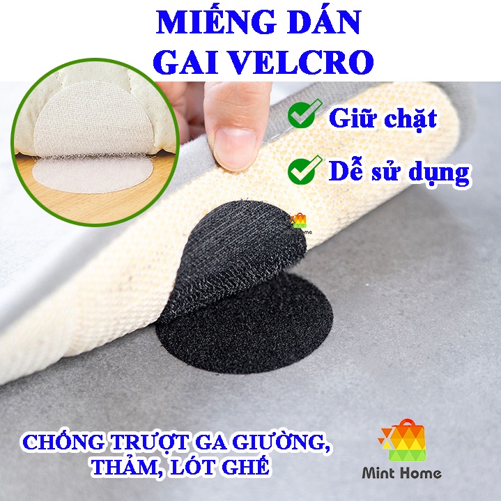 Miếng dây dán gai velcro băng dính 2 mặt cố định chống trượt thảm trải sàn nhà chăn ga khăn lót bàn ghế keo siêu dính