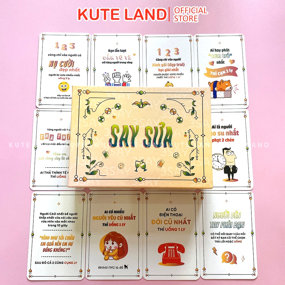 Bộ Bài Drinking Game SAY SƯA 78 Lá Bài Cho Nhóm Bạn Và Cặp Đôi Bùng Nổ Cuộc Vui TB-SAYSUA