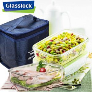 Bộ 3 hộp đựng thủy tinh GLASSLOCK 400ml + Túi giữ nhiệtLunch set 3