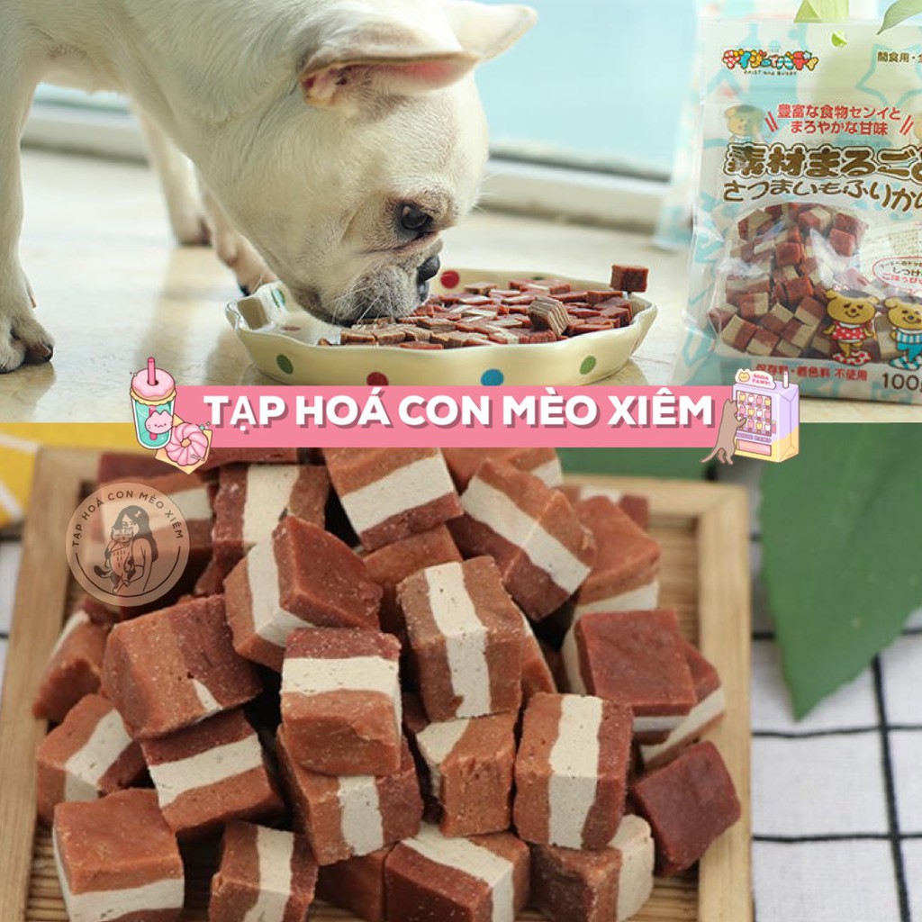 Bánh thưởng cho chó viên bò ba màu Karamo 100g, thức ăn snack vặt huấn luyện cún Con Mèo Xiêm