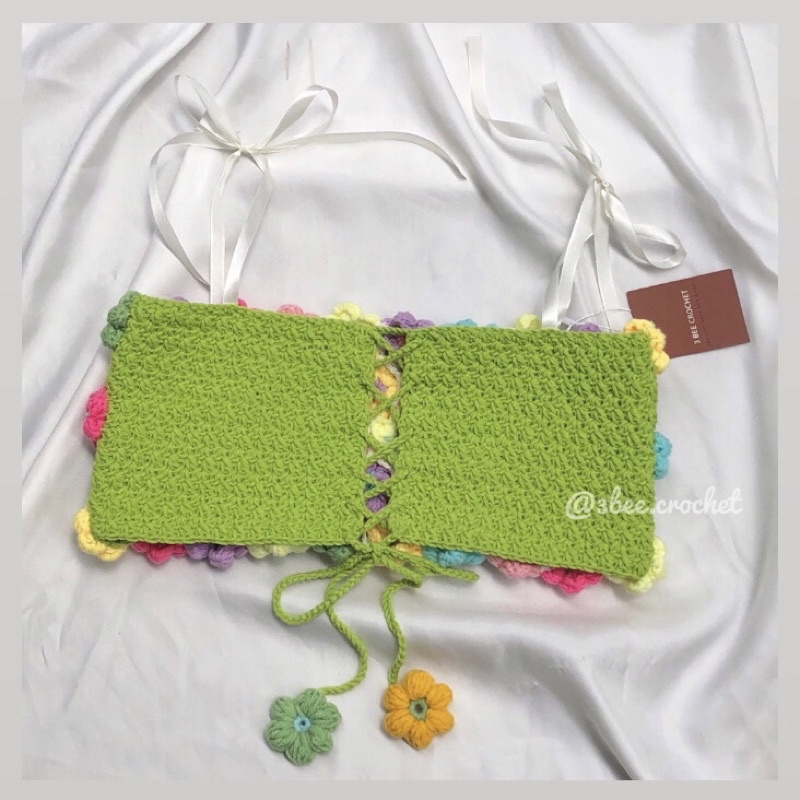 Áo 2 dây len hoa đan lưng Flower Tie Top Handmade