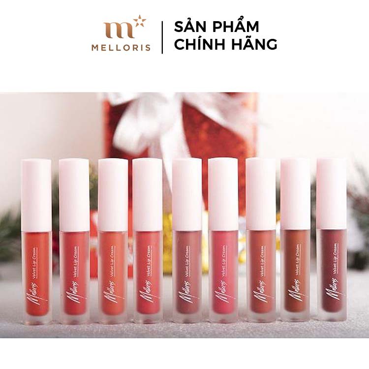 Son Kem Lỳ Melloris Velvet Lip Cream Bám Màu Không Gây Khô Môi PV1002