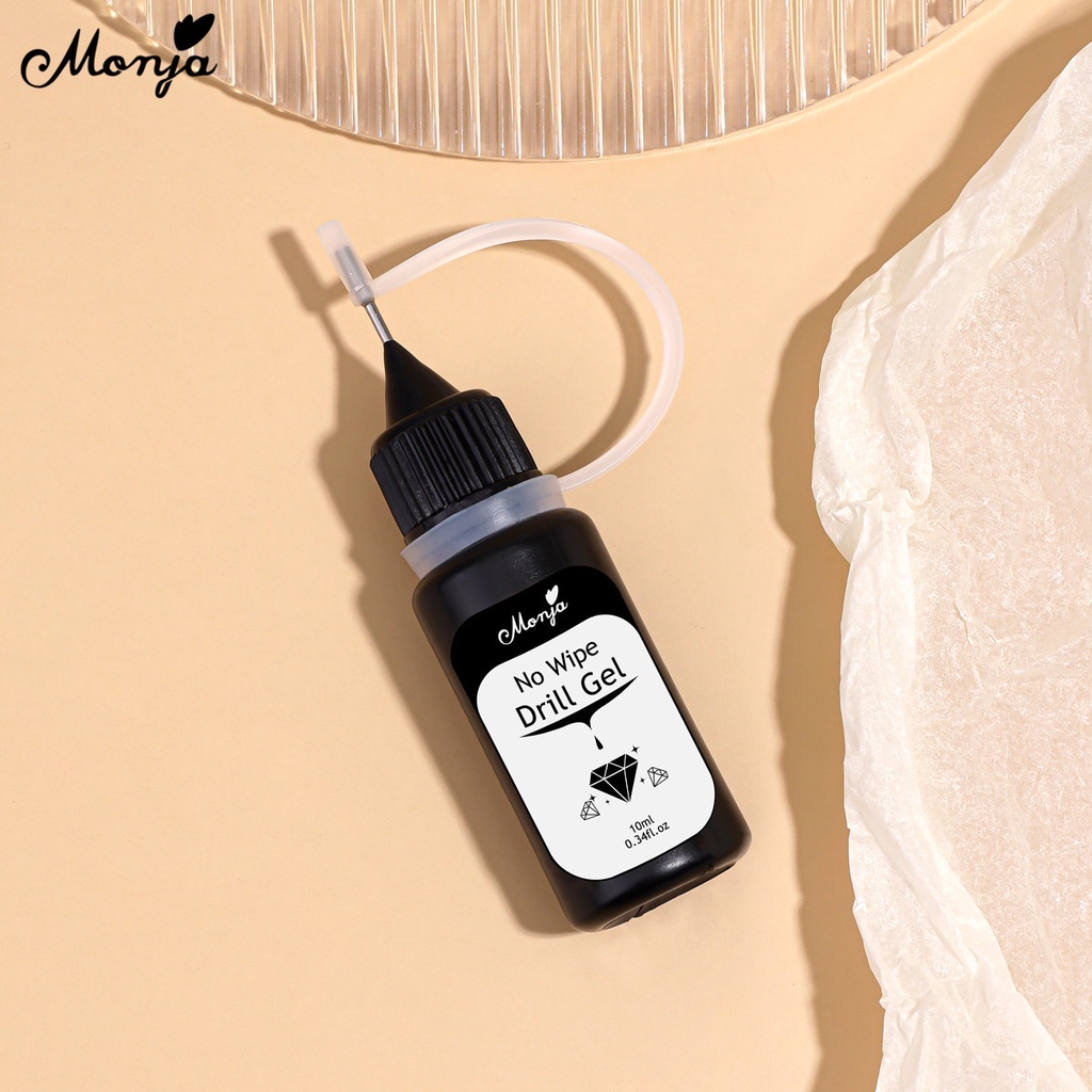 Keo dán đá trang trí móng tay nghệ thuật MONJA gel UV đầu lỗ kim dễ sử dụng không cần lột 10ml