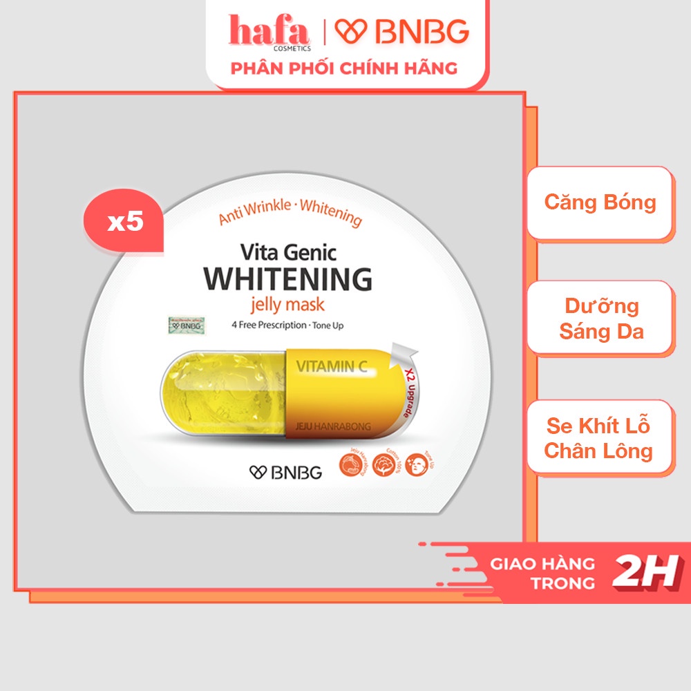 Combo 5 Mặt nạ dưỡng da trắng sáng, làm đều màu BNBG Vita Whitening Mask Vitamin C 30ml x5