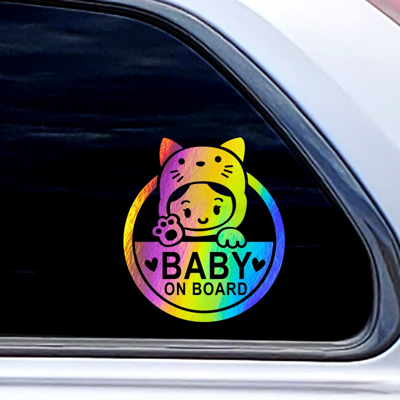 Miếng Dán Phản Quang Cảnh Báo BABY ON BOARD Chống Nước 15x17cm Cho Xe Hơi