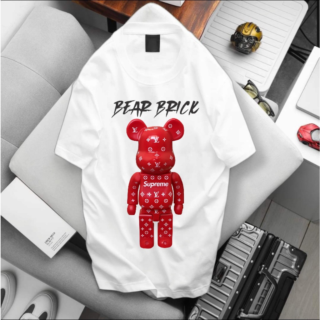 Áo thun nam tay ngắn trắng bigsize 85 - 125kg - gấu bearbrick