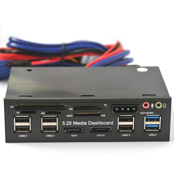 USB 3.0 Hub Multi-Function eSATA SATA Port Internal Card Reader PC Media Front Panel Audio for SD