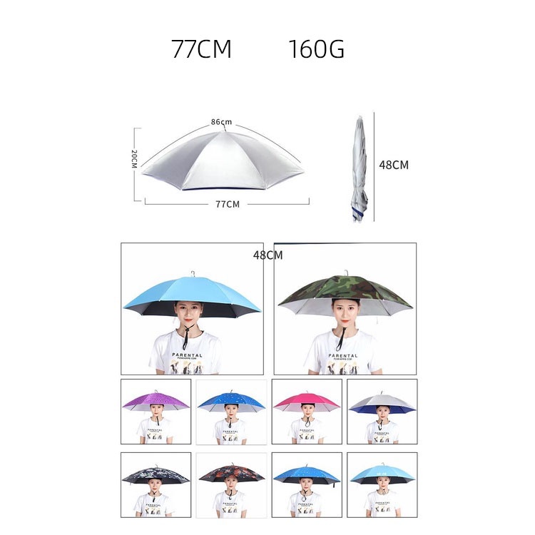 Đội mũ ô che nắng câu cá ngoài trời hái trà vệ sinh chống nắng ô dù gấp cỡ lớn