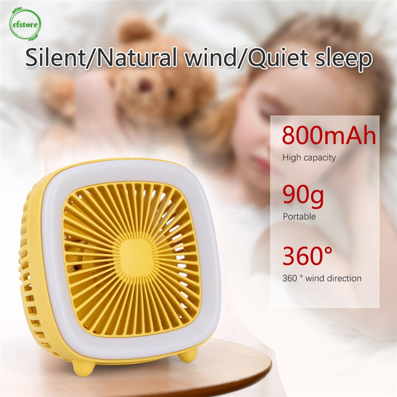 Quạt Mini Sạc USB 3 Tốc Độ Hình TV Có Đèn LED Để Bàn