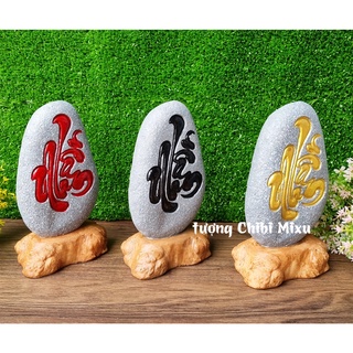 Đá khắc chữ "Nhẫn" thư pháp để bàn