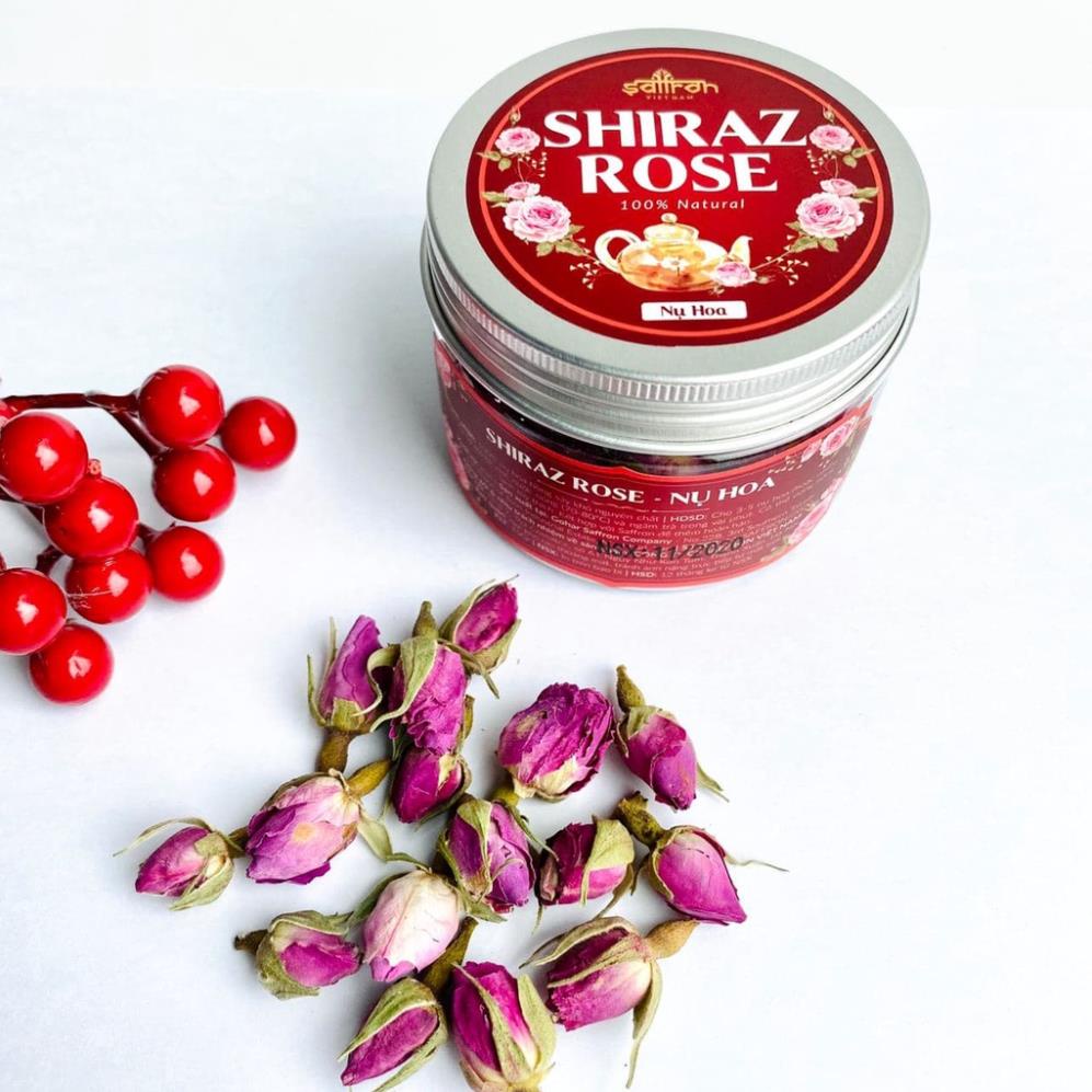 Trà nụ hồng Rose Shiraz thơm nhẹ dễ chịu Saffron Việt Nam - Lọ 25gr