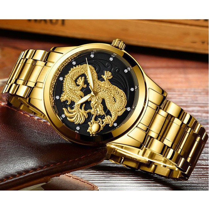 Đồng hồ nam DRAGON Mặt Rồng Mạ Vàng Cao Cấp #8