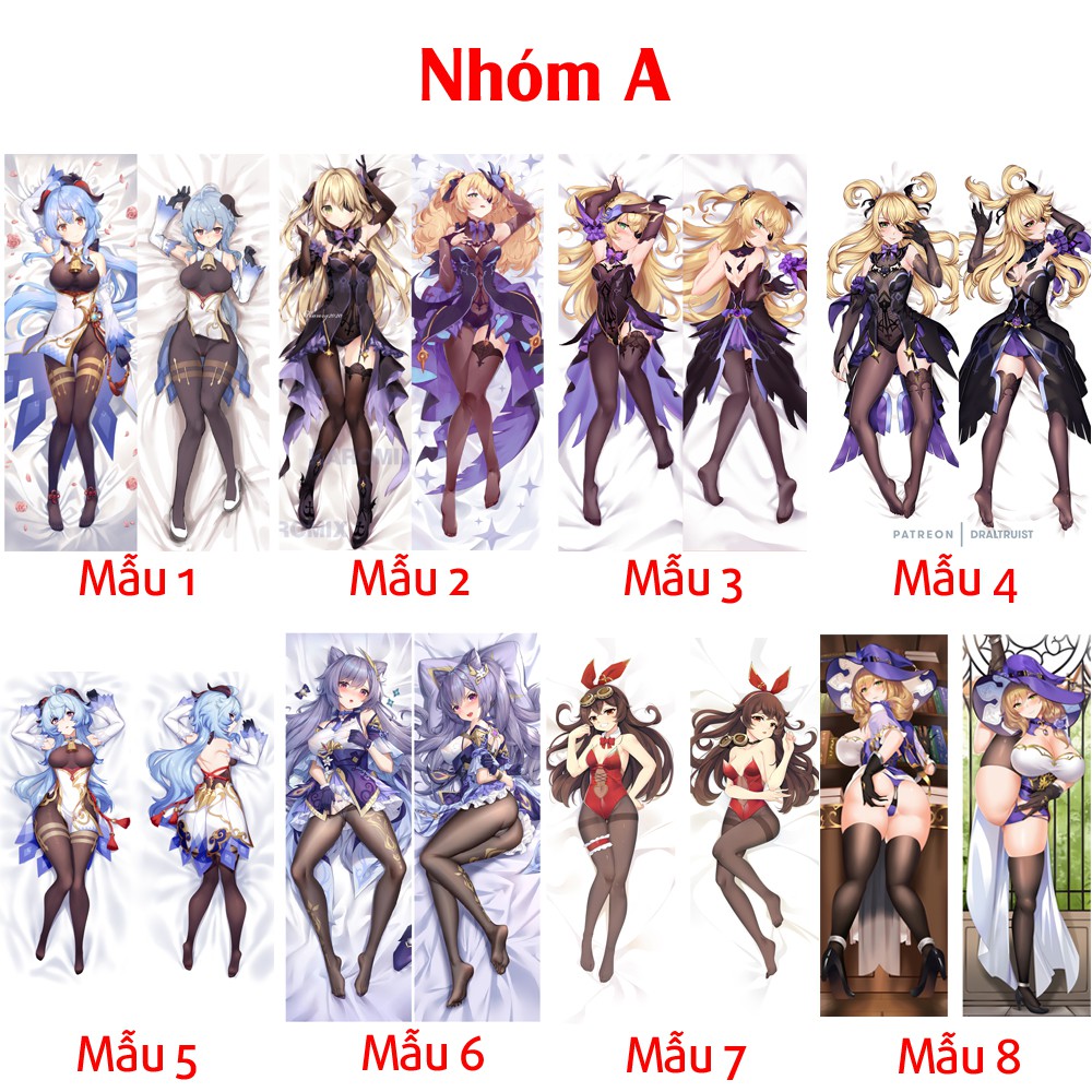 {48 mẫu Dakimakura} Vỏ Gối ôm Anime Game Genshin Impact siêu to dài 1,5mx50cm hàng có sẵn và đặt theo yêu cầu