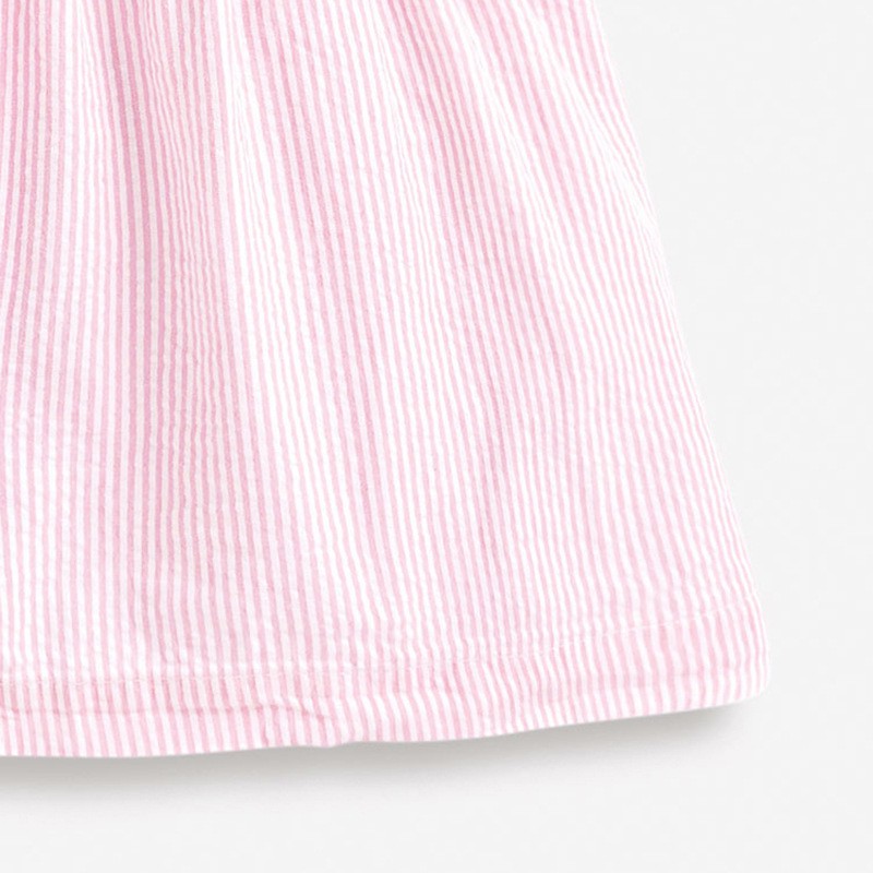 [Mẫu 2021] Váy kẻ hồng Little Maven nhún ngực cực xinh