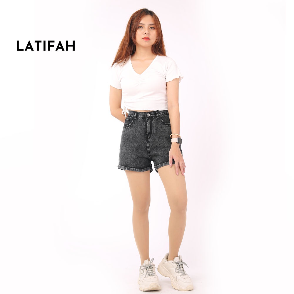 [Mã BMBAU50 giảm 50K đơn 150K] Quần shorts jean nữ LATIFAH lật lai trơn QS001 thời trang dạo phố