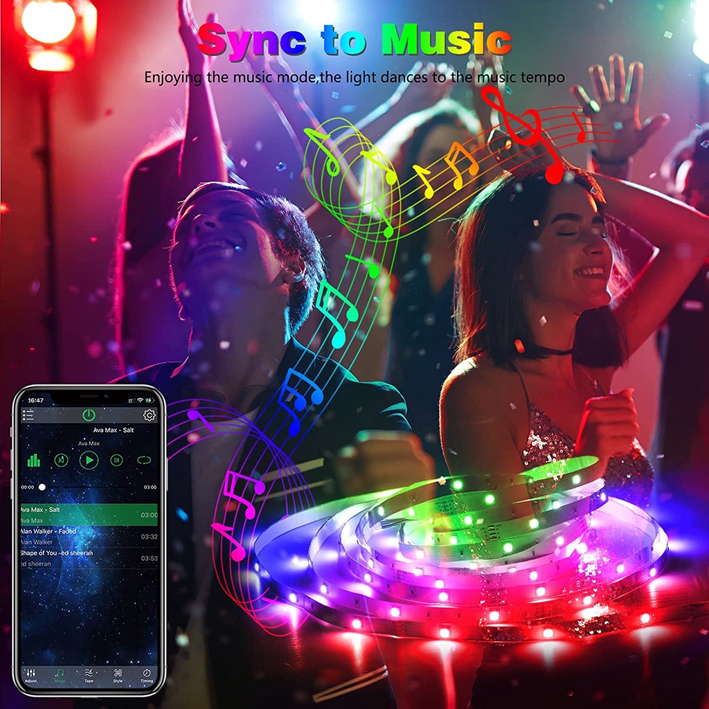 Dây Đèn Led 5050 RGB Thay Đổi Màu Sắc Kèm Điều Khiển bluetooth Tiện Dụng Trang Trí Phòng Khách / Phòng Ngủ