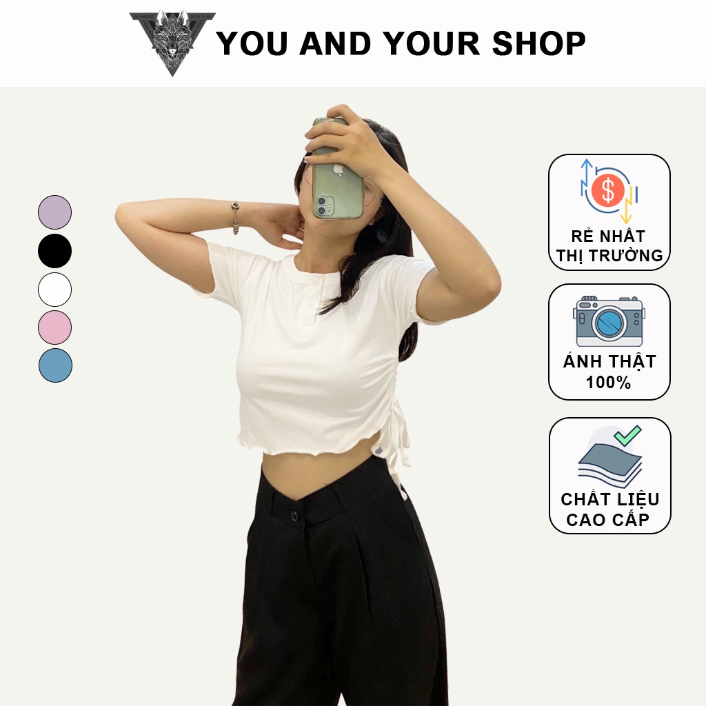 ÁO Croptop RÚT EO (5 màu) freesize YAYSHOP tôn dáng hình thật