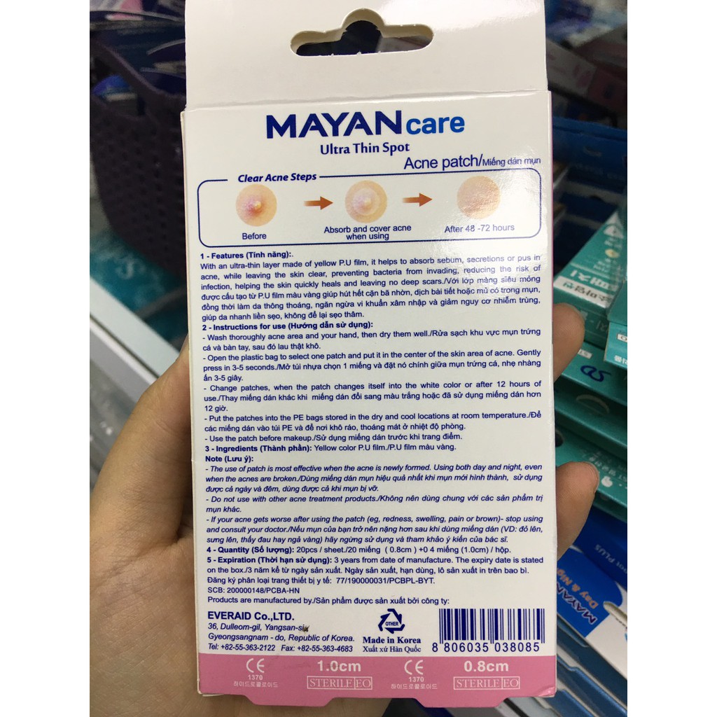 [CHÍNH HÃNG] Miếng dán giảm mụn Hàn Quốc Mayan - hiệu quả trong 48 giờ (Hộp 20M/24M)