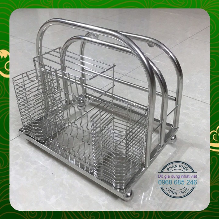 Giỏ Đựng Đũa- Cài Dao Thớt Inox Hàng Đẹp 30×31Cm