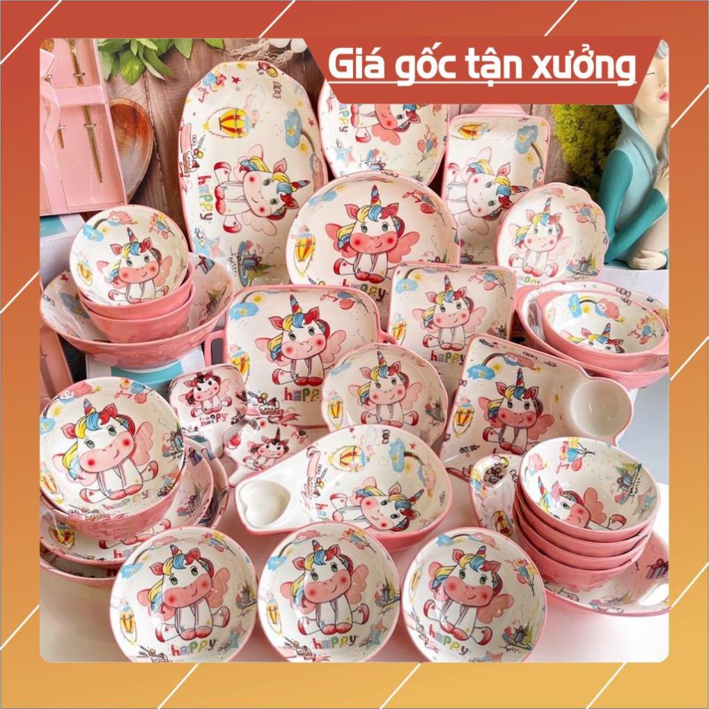 Giá Siêu Rẻ Set Bát Đĩa Decor Tổng hợp các sét pony hồng xinh yêu, Bát Ăn Cơm Chén Dĩa Dễ Thương Bát Ăn Dặm Cho Bé