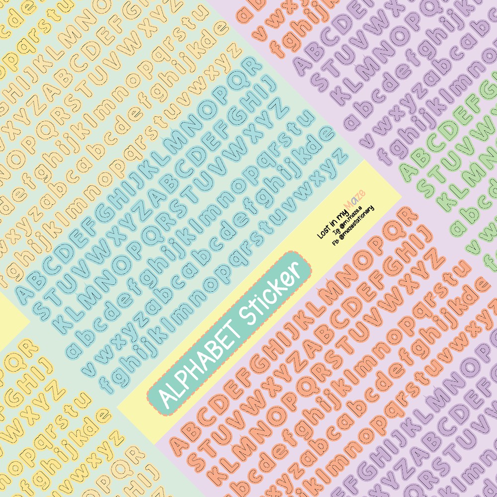 ALPHABET STICKER|Design by MAZE - A5 Alphabet Sticker - Trang trí sổ planner toploader kpop.