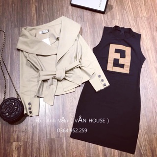 SET VÁY FENDI + ÁO KHOÁC CỔ BẺ CỰC HOT