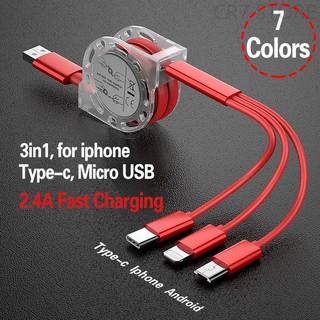 Dây cáp sạc nhanh 3 trong 1 usb loại c cho android iphone