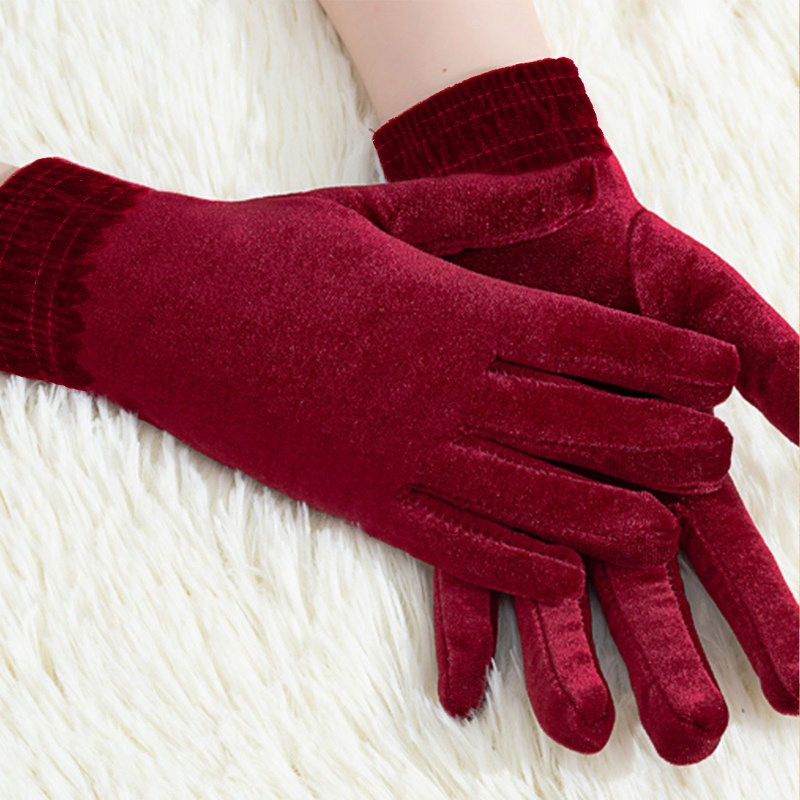 Găng Tay Nhung Ngắn Co Giãn Thời Trang Mùa Đông Cho Nữ