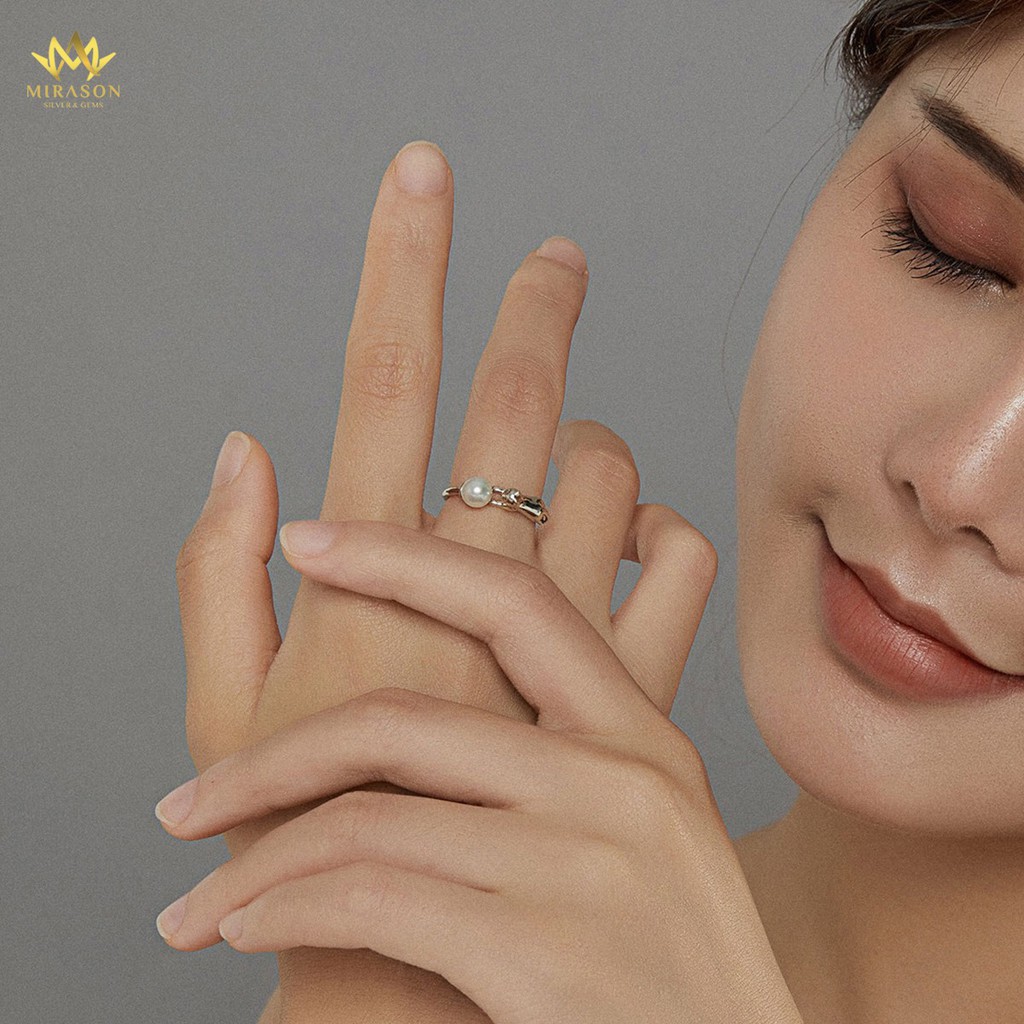 Nhẫn Bạc Nữ MIRASON Chú Mèo Nghịch Hạt Trai Nhân Tạo Dễ Thương MNH055 - Nhẫn Nữ Bạc 925 Cao Cấp