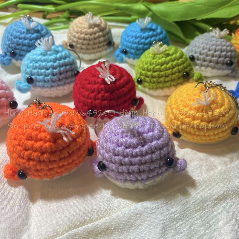 Móc chìa khoá len cá heo handmade 🐳🐳🐳(HÌNH THẬT SHOP TỰ CHỤP ) [HÀNG CÓ SẴN]
