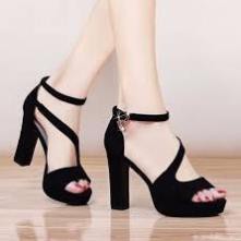 Giày cao gót 10cm đế đúp gót vuông chéo hông