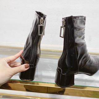 Boots Nhăn Khoá Gót 4p. da bóng