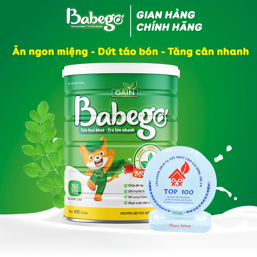 Sữa mát tăng cân, trị biếng ăn, táo bón Babego 3 tuổi trở lên 400g