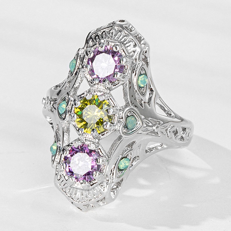 Nhẫn Đồng Đính Đá Zircon Nhiều Màu Sắc Thời Trang Cho Nam Nữ