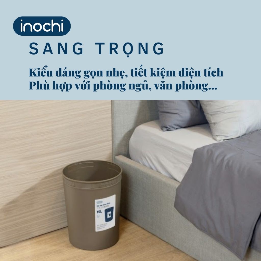 Sọt Rác Nhựa Tròn INOCHI 10 Lít Thiết Kế Không Nắp Nhỏ Gọn, Đựng Rác Gia Đình, Văn Phòng, Khách Sạn Tiện Lợi