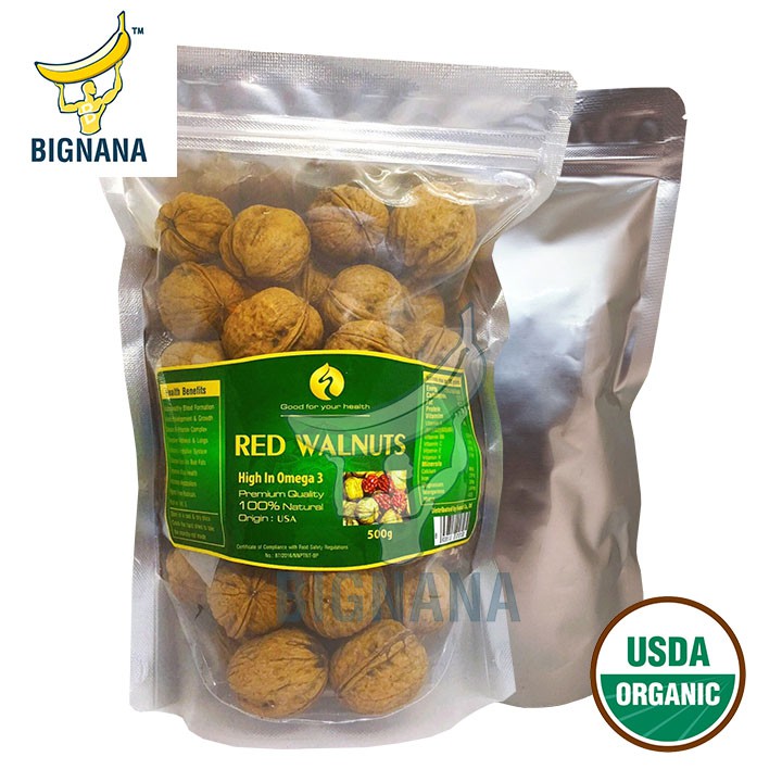 Hạt Óc Chó Đỏ Mỹ Còn Vỏ Gói 500gr, Quả Tốt Cho Trí Não, Mẹ Và Bé, Nam Giới