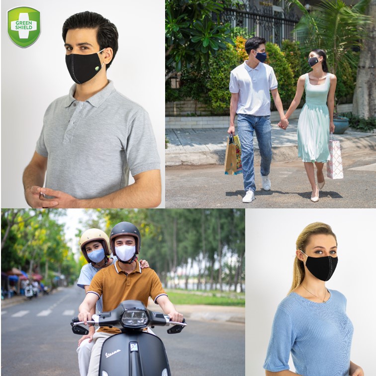 Khẩu Trang Green Shield-Vải Sợi Tre 3 Lớp Kháng Khuẩn-đạt tiêu chuẩn xuất USA-Size Trẻ Em và Người Lớn