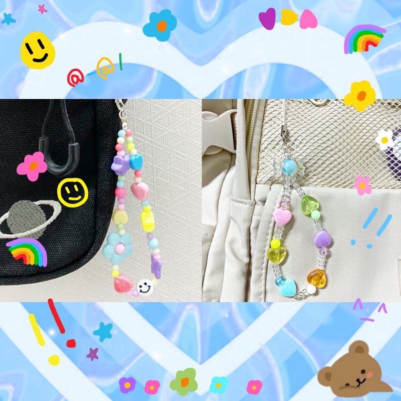 Móc khoá/dây đeo điện thoại, balo, túi xích đa năng tone màu pastel handmade dễ thương 🌈 | BigBuy360 - bigbuy360.vn